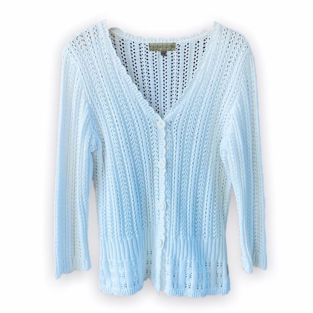 Notations knit white sweater Medium (medium)